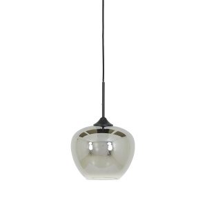 Hanglamp 23x18 cm MAYSON smoke glas-mat zwart