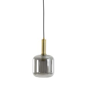 Hanglamp 16x26 cm LEKAR antiek brons+smoke glas