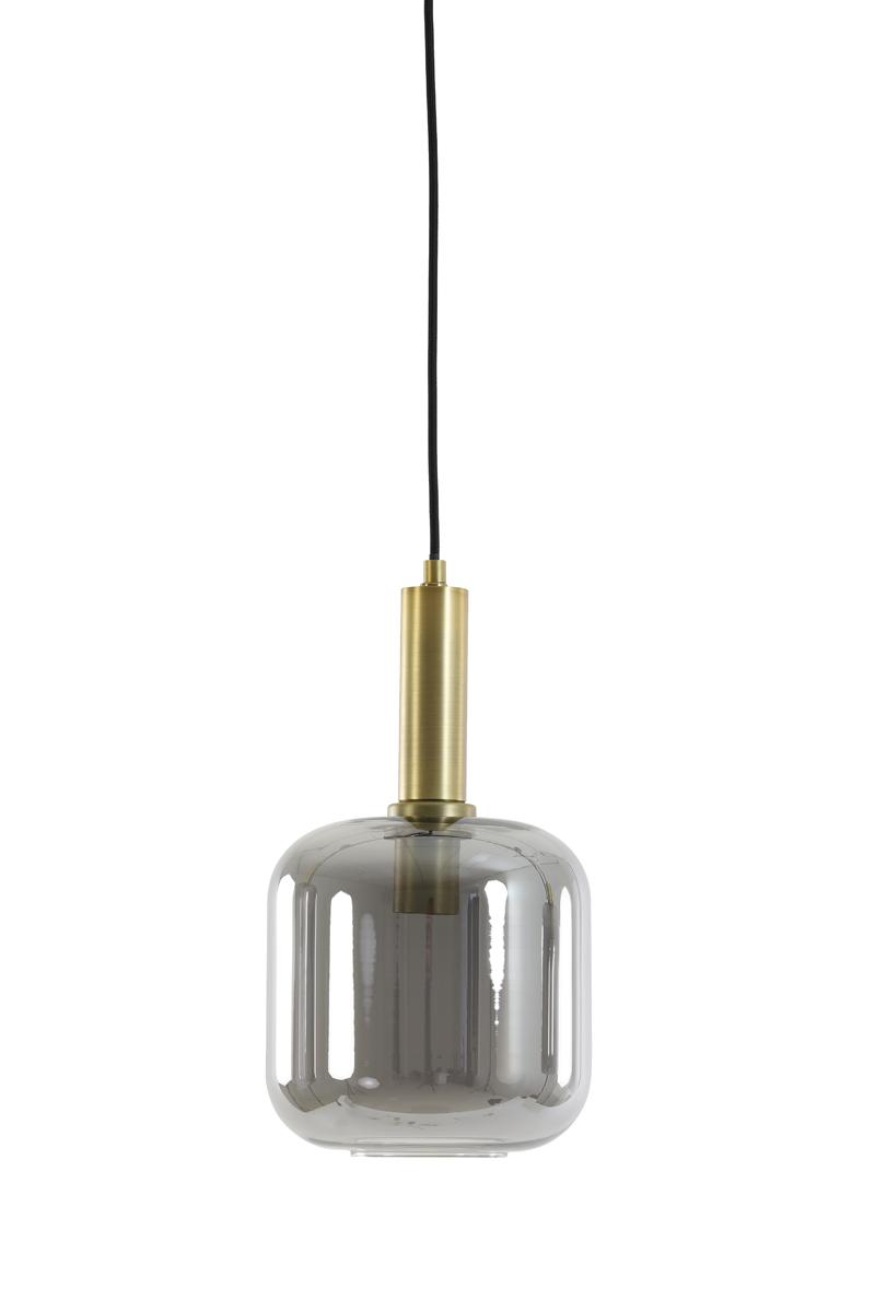 Hanglamp 16x26 cm LEKAR antiek brons+smoke glas