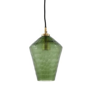 Hanglamp 18x27 cm DELILA glas groen+goud