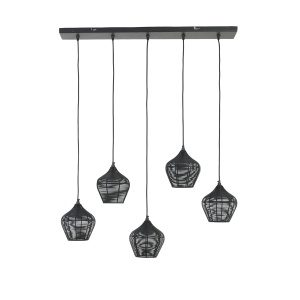 Hanglamp 5L 100x20x122 cm ALVARO mat zwart