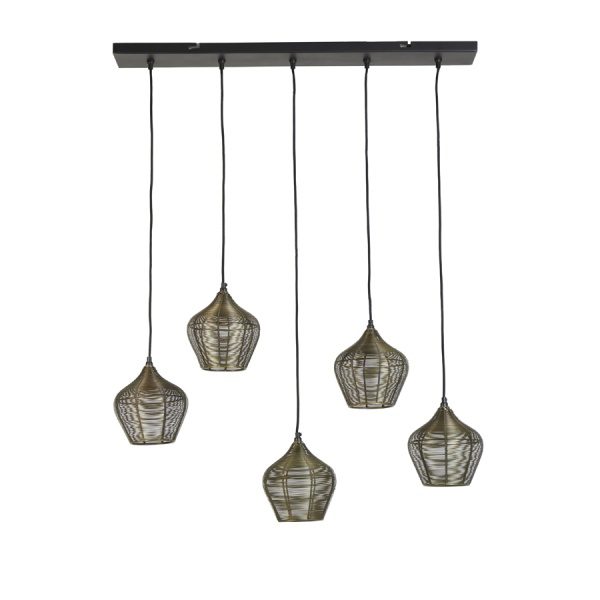 Hanglamp 5L 100x20x122 cm ALVARO antiek brons