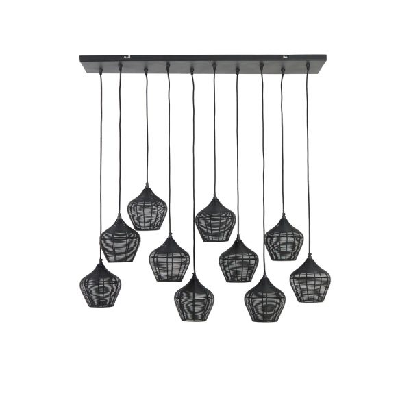 Hanglamp 10L 120x25x29,5 cm ALVARO mat zwart
