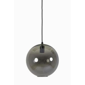 Hanglamp 30x28 cm SUBAR mat zwart+smoke glas