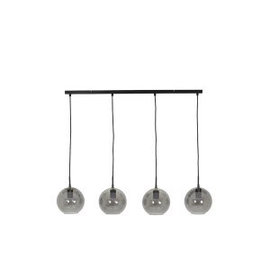 Hanglamp 4L 114x20x120 cm SUBAR mat zwart+smoke glas