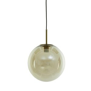 Hanglamp 40 cm MEDINA antiek brons+glas amber