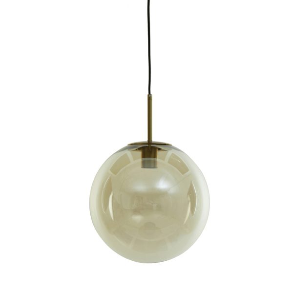 Hanglamp 40 cm MEDINA antiek brons+glas amber