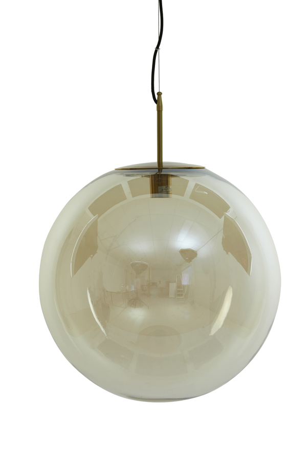 Hanglamp 48 cm MEDINA antiek brons+glas amber