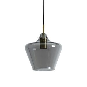 Hanglamp 22x21 cm SOLLY antiek brons+smoke glas