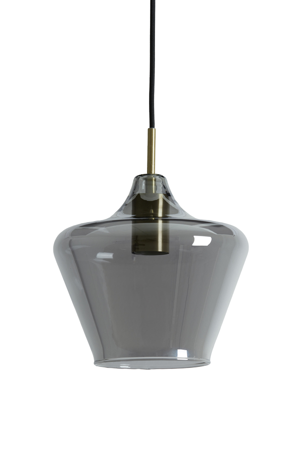 Hanglamp 22x21 cm SOLLY antiek brons+smoke glas