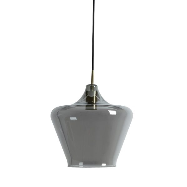 Hanglamp 30x30 cm SOLLY antiek brons+smoke glas
