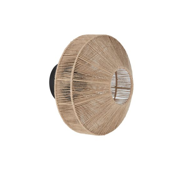 Wandlamp 31x31 cm LYRA naturel+mat zwart