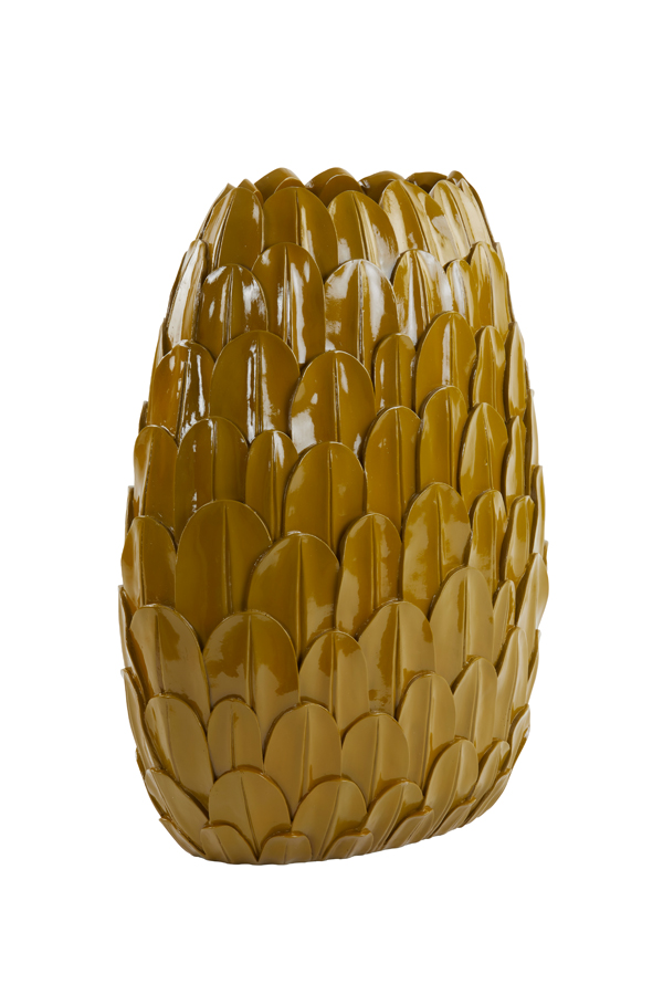 Vaas deco 37x23x50 cm FEDER okergeel