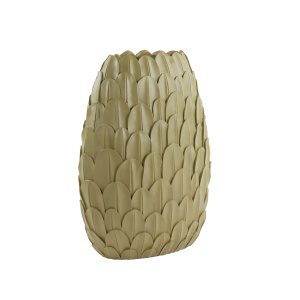 Vaas deco 37x23x50 cm FEDER licht olijf groen
