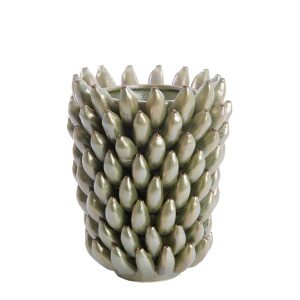 Vaas 25,5x34 cm ZITA keramiek groen parelmoer