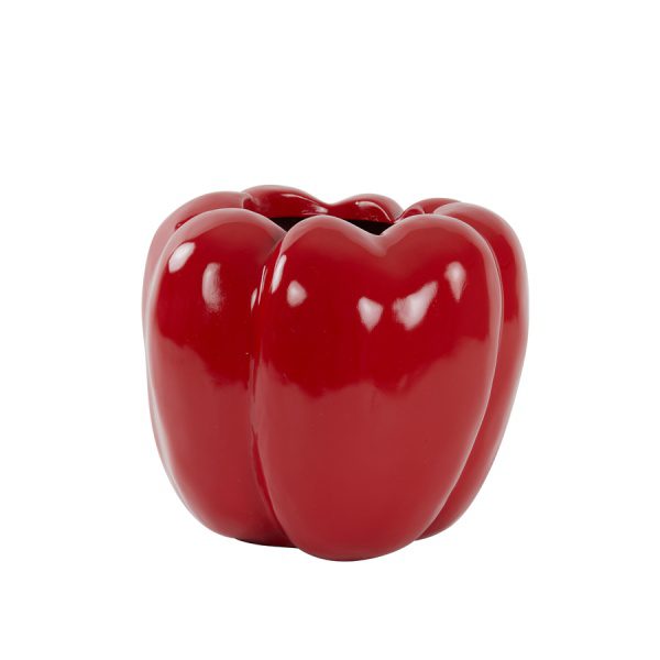 Vaas deco 35x35x30,5 cm BELLPEPPER glans rood