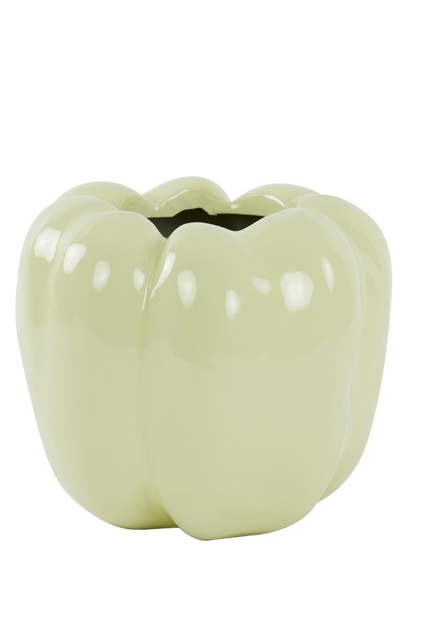 Vaas deco 35x35x30,5 cm BELLPEPPER glans licht geel