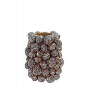 Vaas 26x25x31,5 cm PINECONE keramiek metallic koper