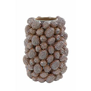 Vaas 29,5x29,5x41 cm PINECONE keramiek metallic koper