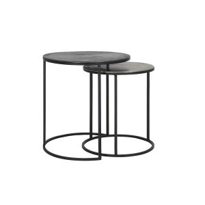 Bijzettafel S/2 40x45+49x50,5 cm TALCA ruw lood+ant. lood