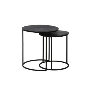 Bijzettafel S/2 40x45+49x50,5 cm TALCA ruw lood antiek