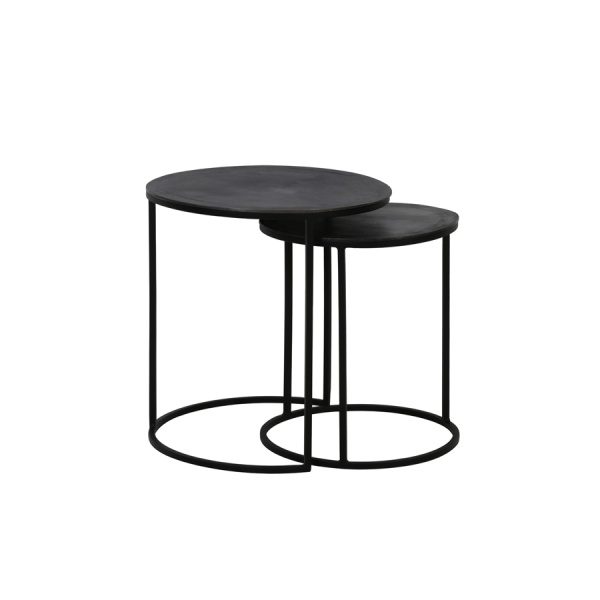 Bijzettafel S/2 40x45+49x50,5 cm TALCA ruw lood antiek