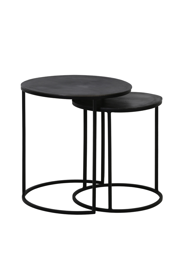 Bijzettafel S/2 40x45+49x50,5 cm TALCA ruw lood antiek