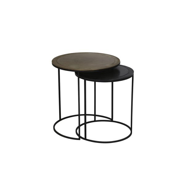 Bijzettafel S/2 41x46+49x52 cm TALCA ant koper+brns edge
