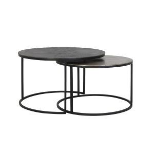 Salontafel S/2 67,5x39,5+75x45 cm TALCA ruw lood+ant. lood