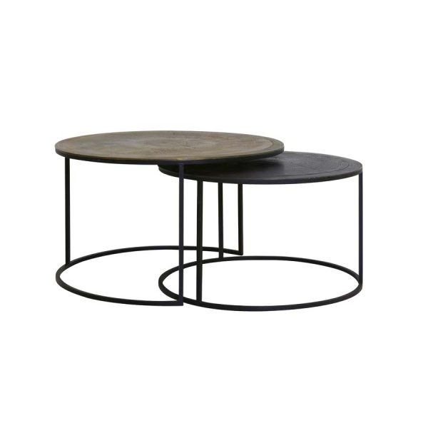 Salontafel S/2 67,5x39,5+75x45 cm TALCA antiek koper+brons