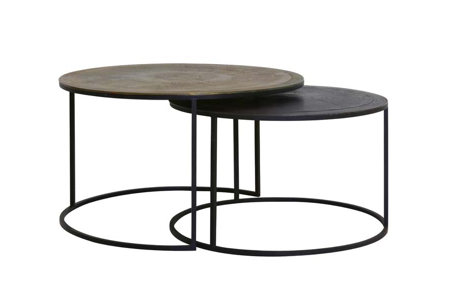 Salontafel S/2 67,5x39,5+75x45 cm TALCA antiek koper+brons