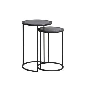 Bijzettafel S/2 35x51+40x60 cm TALCA lood antiek edge