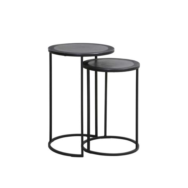 Bijzettafel S/2 35x51+40x60 cm TALCA lood antiek edge