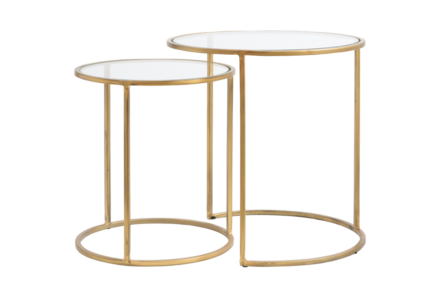 Bijzettafel S/2 40x45+50x52 cm DUARTE glas-goud