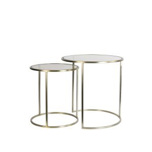 Bijzettafel S/2 40x45+50x52 cm DUARTE gls bruin+licht goud