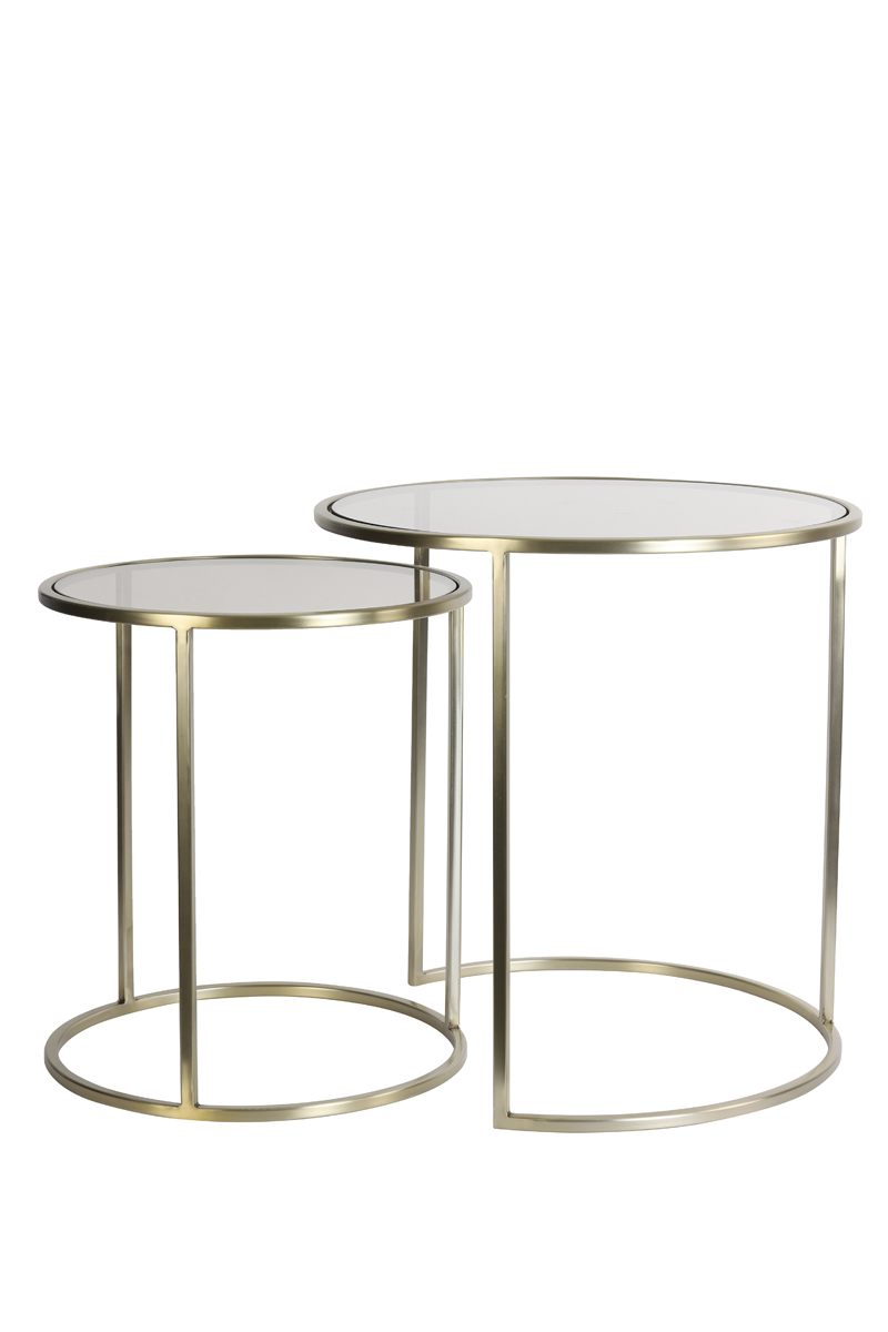 Bijzettafel S/2 40x45+50x52 cm DUARTE gls bruin+licht goud