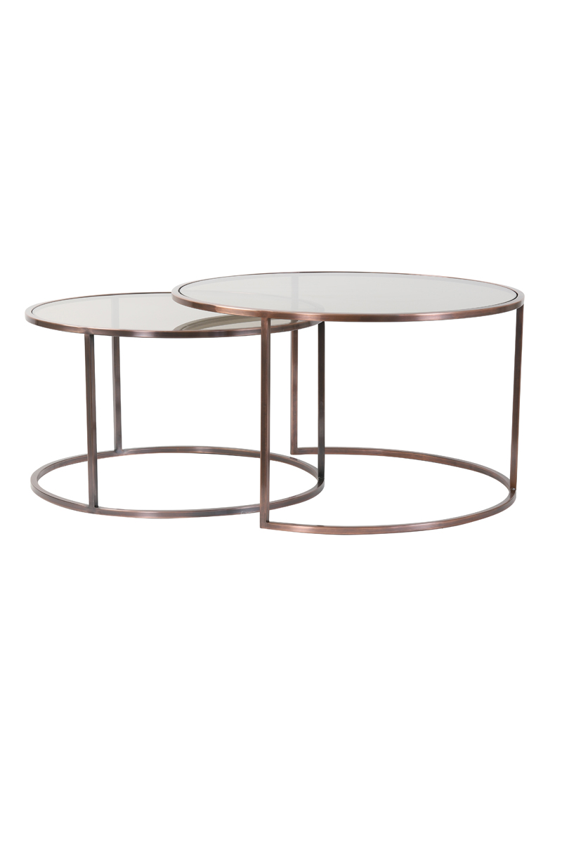 Salontafel S/2 65x39+75x44 cm DUARTE gls bruin+ant koper