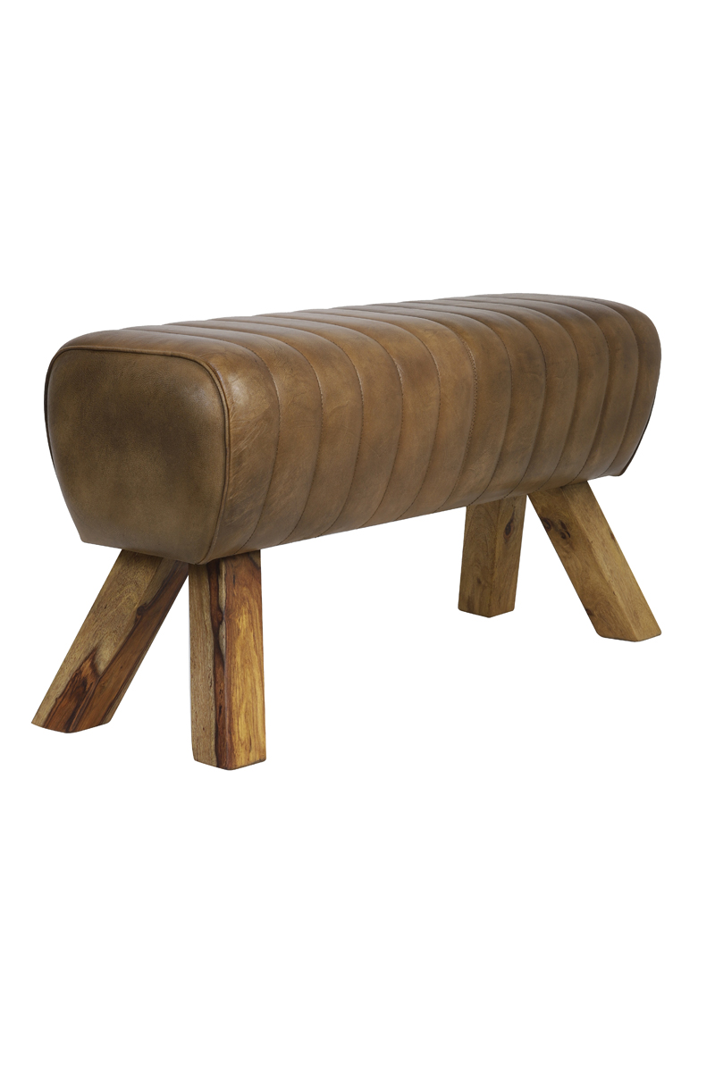 Bank 90x31x46 cm RAMY leer donker bruin