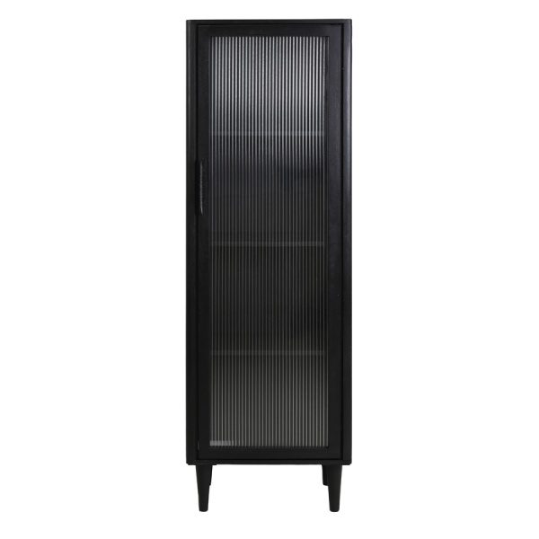 Kast 58x40x180 cm MOCU glas+hout zwart