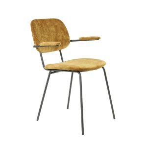 Eetkamerstoel 58x58x82 cm EMMA velvet okergeel-donker grijs