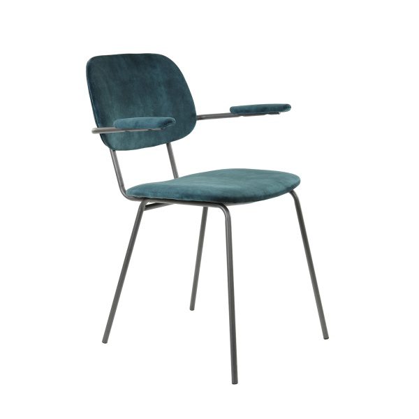 Eetkamerstoel 58x58x82 cm EMMA velvet petrol-donker grijs