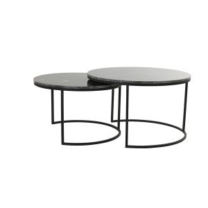 Salontafel S/2 65,5x40,5+75x45,5 cm ALFIO bruin mrmr+zwart