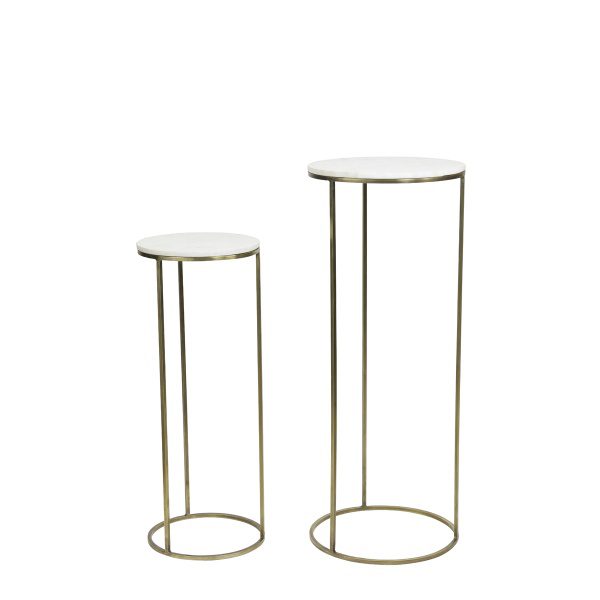 Zuil S/2 32x82+41x102 cm RICARDO wit marmer+ant. brons