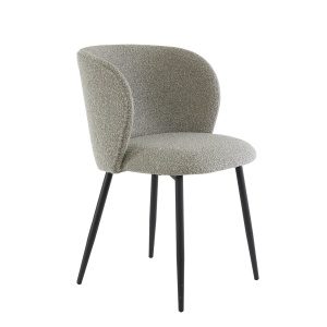 Eetkamerstoel 56x55x79 cm ELYNA boucl grijs bruin-mat zwart