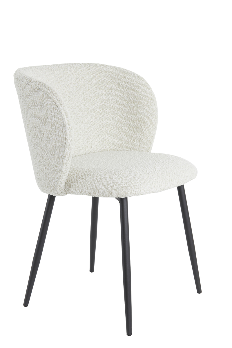 Eetkamerstoel 56x55x79 cm ELYNA boucl licht beige-mat zwart