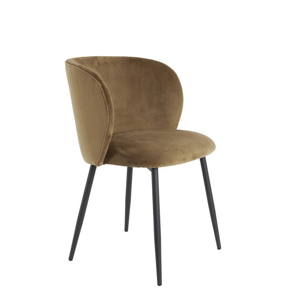 Eetkamerstoel 56x55x79 cm ELYNA velvet bruin-mat zwart