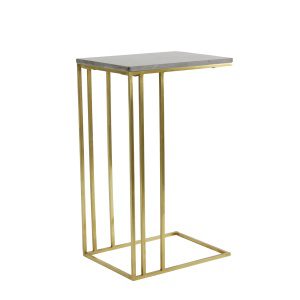 Bijzettafel 41x31x66 cm ROSHAN bruin marmer+antiek brons