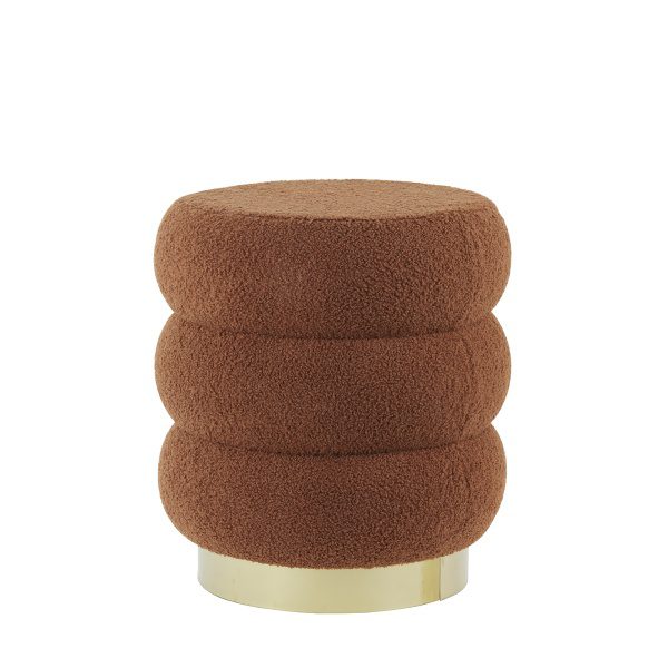 Poef 40x45 cm KIMI teddy terra+goud