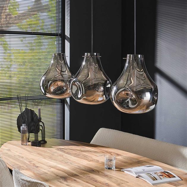 Hanglamp 3L dent glass / Artic zwart