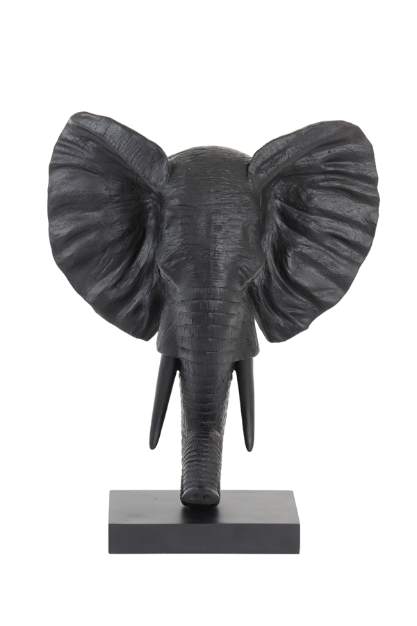 Ornament 38,5x19,5x49 cm ELEPHANT mat zwart